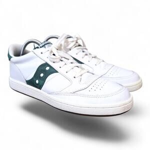 Saucony Jazz Court Men's Size 8.5 Low Top Sneakers - White/Green Leather